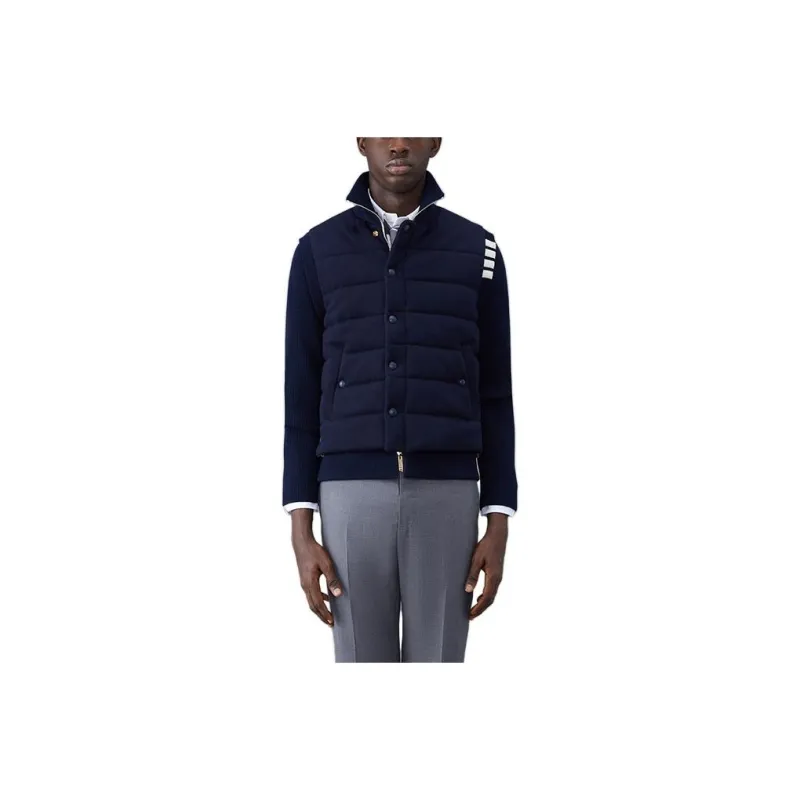 THOM BROWNE Padded Press Stud Ribbed Jacket-0