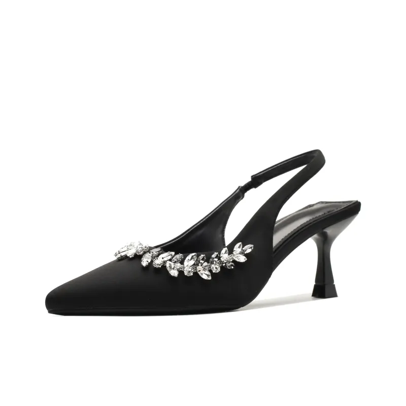 Beijiani Slim Heel High Heels 7CM Women's Black-0