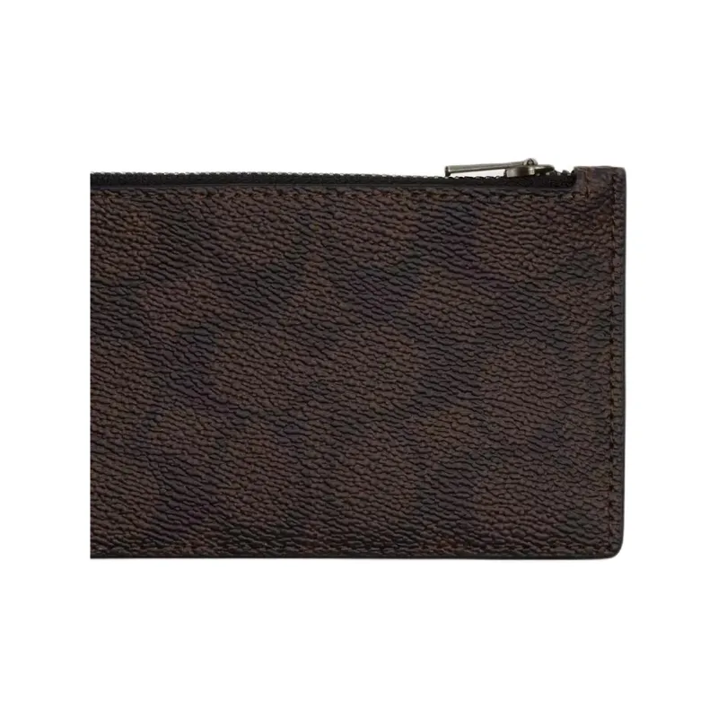 COACH Coated Canvas Card Holder Mini Men's Walnut Wood & Chalk-3