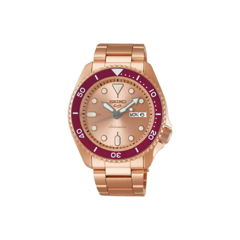 SEIKO 5 Sports Collection Automatic Mechanical Movement Stainless Steel Strap Watch 42.5mm Men's Watches Gold Dial-0