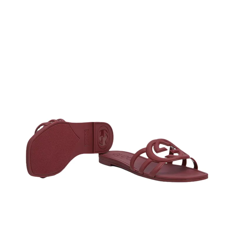 GUCCI Interlocking Slide Slippers Women's Red-5