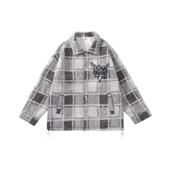 GENANX Jackets Coats Unisex Gray-Green Plaid