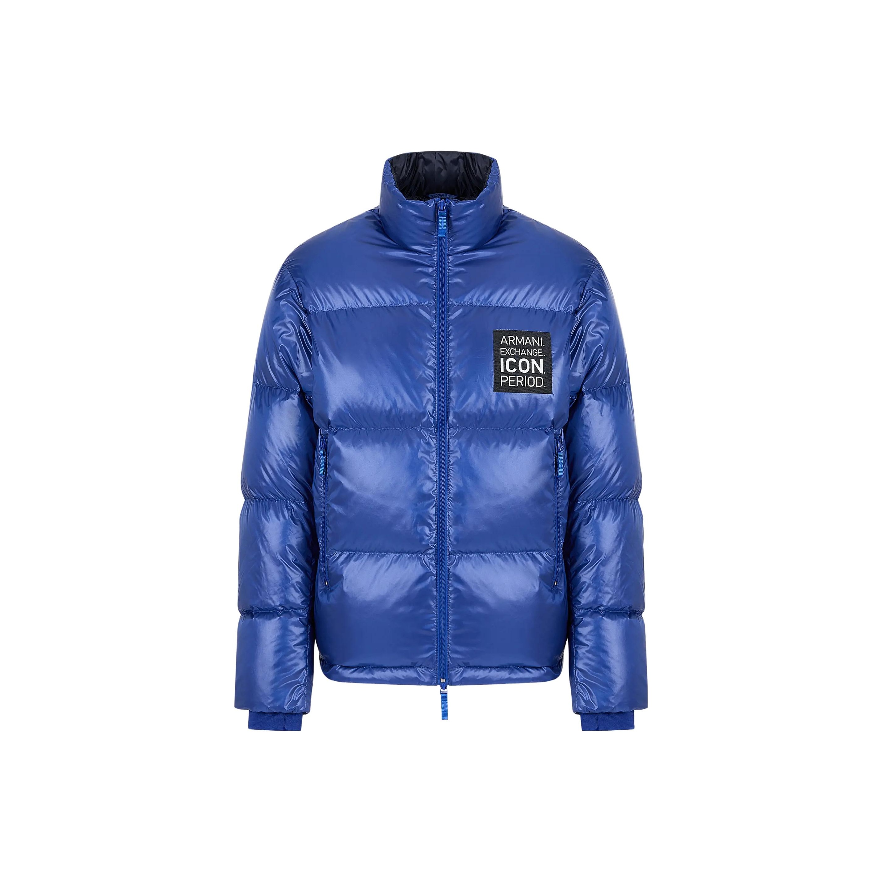 ARMANI EXCHANGE Logo-patch Zip-up Padded Down Jacket - POIZON