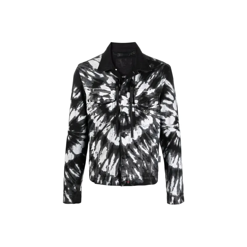 PHILIPP PLEIN Drill Tie-dye Denim Jacket-0