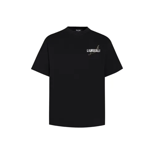 LIUREGALI 블랙 남녀공용 티셔츠