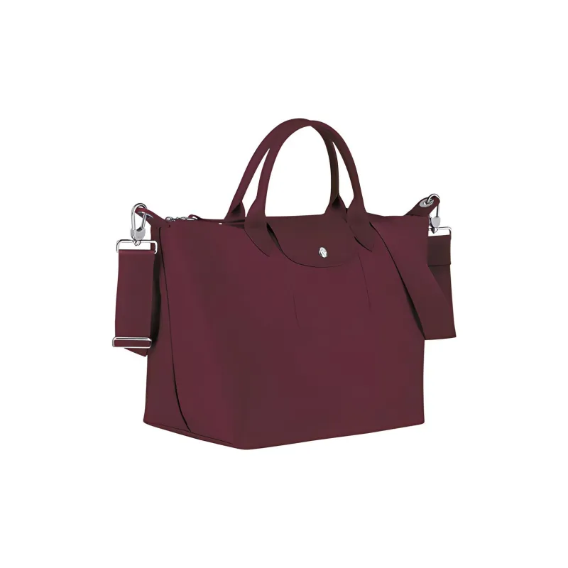 LONGCHAMP Le Pliage Canvas With Leather Dumpling Bag Handbag Shoulder Bag Crossbody Bag Medium Size Women's Dark Brown-1