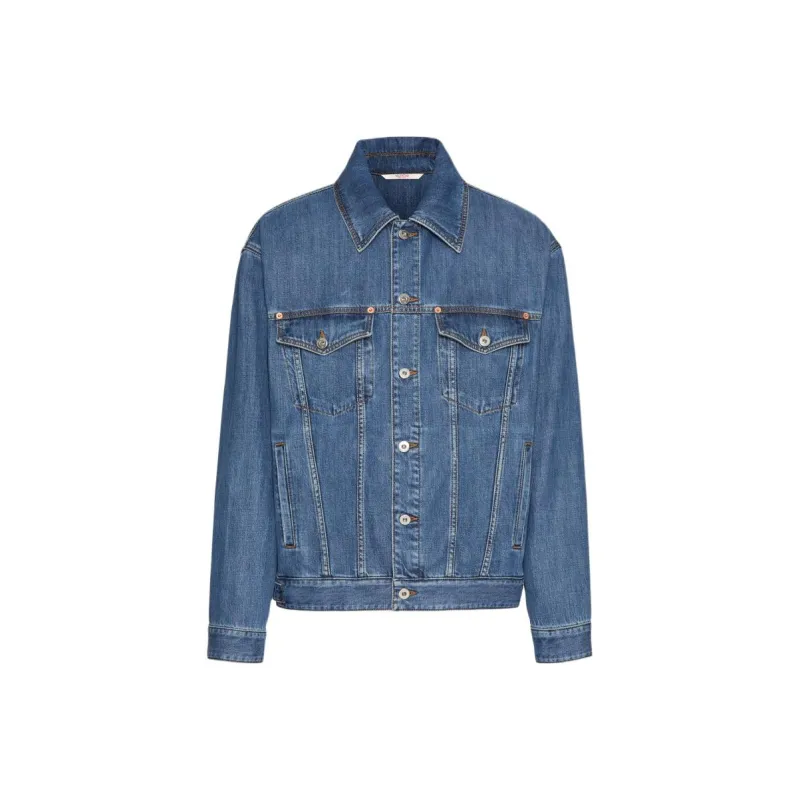 Valentino Buttoned Twill Denim Jacket-0