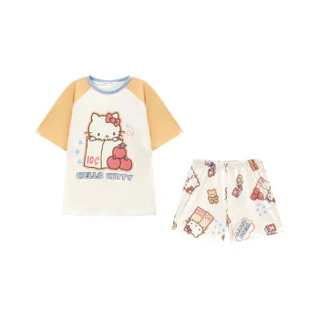GUKOO Hello Kitty Pajama Set Women's Almond White