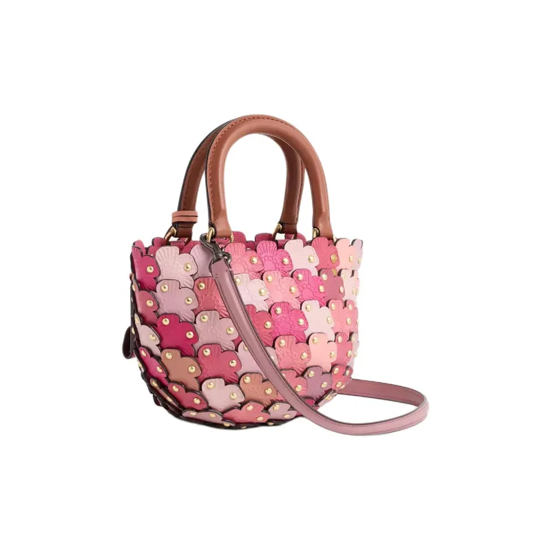 COACH Recycled Material Tote Bag, Shopping Bag, Shoulder Bag, Crossbody Bag, Handbag Medium Size Women's Pink & Fuchsia-1