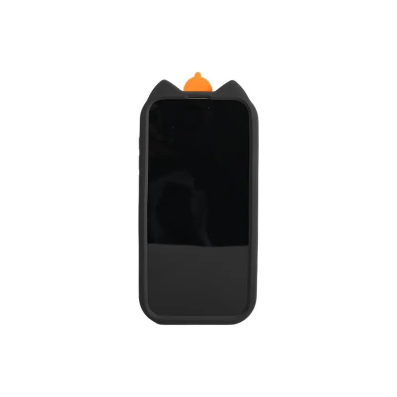 Sopi Silicone Material Black Lucky Cat Phone Cases Compatible With IPhone 16/15 Pro Max/Apple 13/14 Pro/Max-3