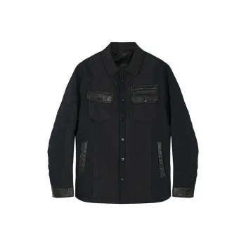 DAVID NAMAN SS22 Solid Color Lapel Puffer Jacket Men's Navy Blue