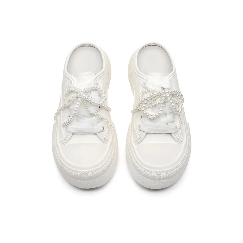 ABIDJAN Ribbon Pearl Collection Closed Toe Slippers Women's-3