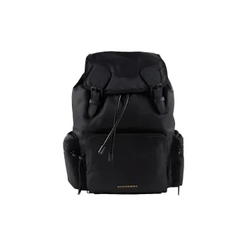 Burberry Leather Backpack Large Size Men's Black