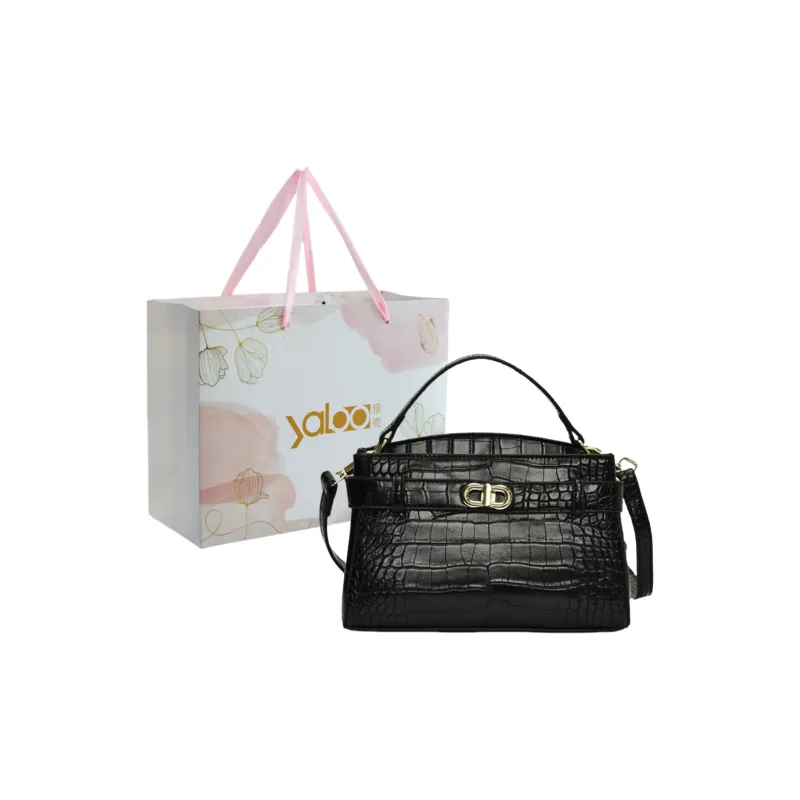 Yalu PU Shoulder Bag, Crossbody Bag, Handbag Unisex Luo Dai Pink/White/Black-7