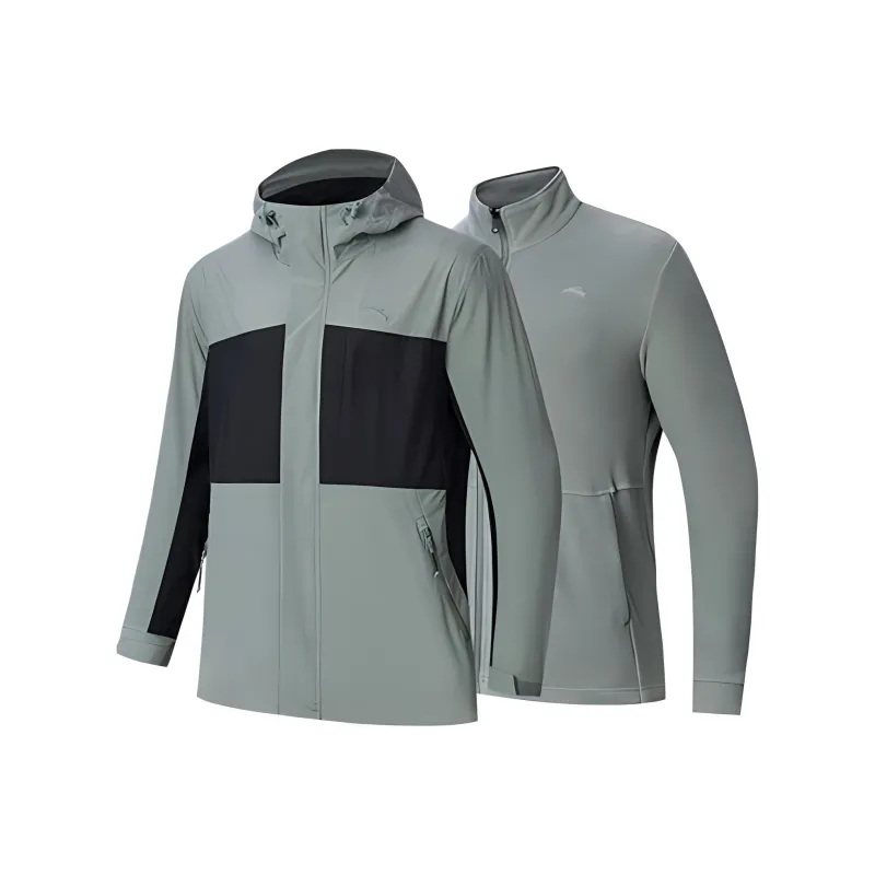 Anta Outdoor Collection Jackets Coats Men's Asphalt Gray/Basic Black-0