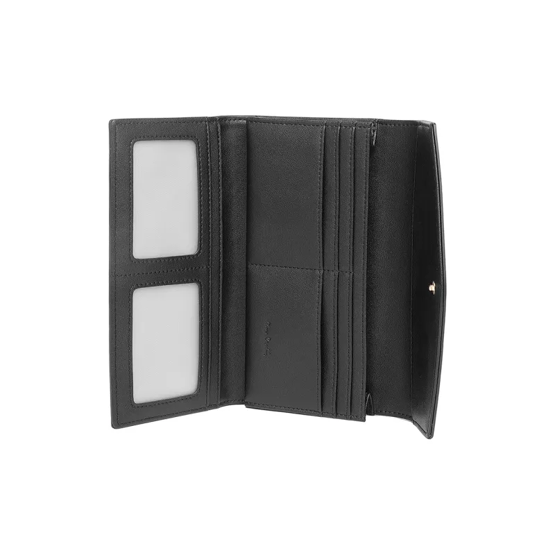 PIERRE CARDIN Top Grain Cow Leather Wallet Women's Black/Khaki/Beige-5