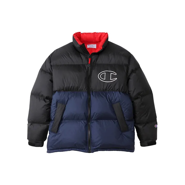 Champion Geometric Pattern Colorblock Stand Collar Thickened Down Jacket Japan Version Unisex-1