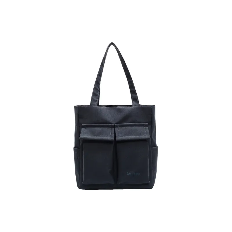 Wenpercy Fabric Tote Handbag, Shoulder Bag Unisex Dark Blue/Black-0