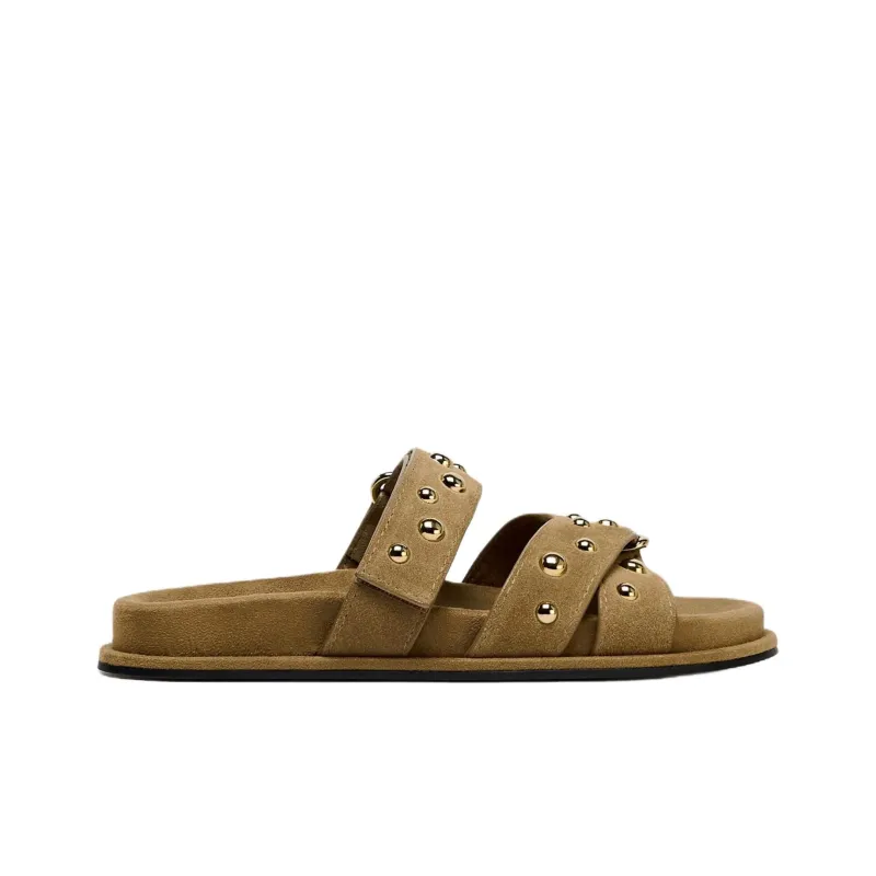 ZARA Slip Resistant Slide Slippers Women's Dark Brown Yellow-1