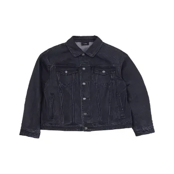 MLB BASIC MEGA LOGO LASER CUTTING DENIM TRUCKER JACKET Denim Jacket Unisex Black