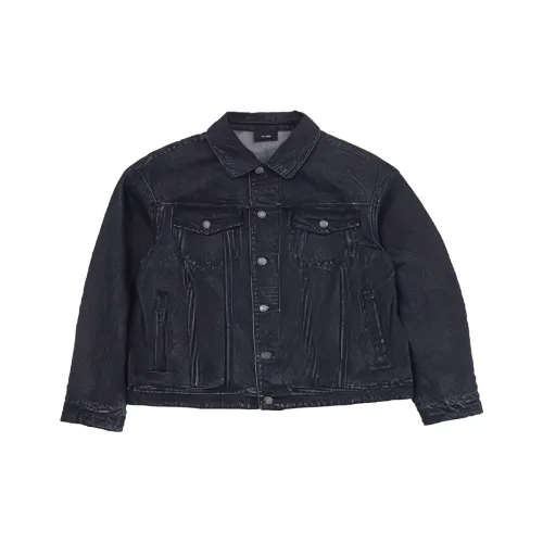 MLB BASIC MEGA LOGO LASER CUTTING DENIM TRUCKER JACKET Denim Jacket Unisex Black