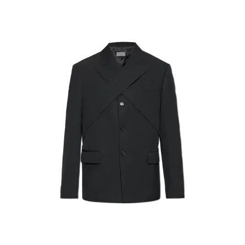 OFF-WHITE Contrasting-Lapels Single-Breasted Blazer