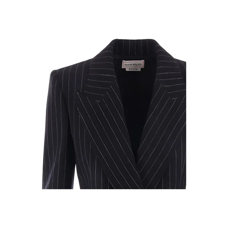 Alexander McQueen Striped Double Breasted Tailored Blazer-2