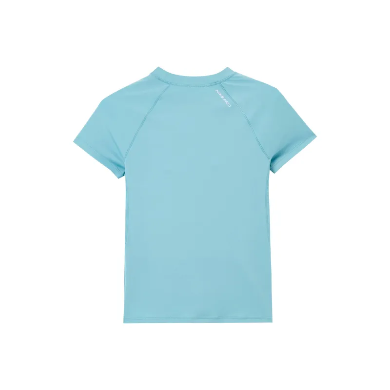 Nike Pro Raglan Sleeve T Shirt Women's Denim Blue Green/White-1