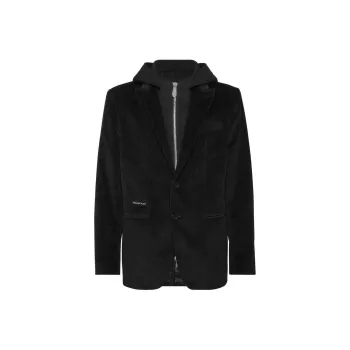 PHILIPP PLEIN Hooded Velvet Blazer
