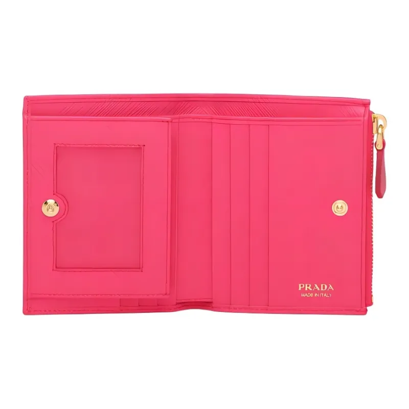PRADA Saffiano Leather Wallet Small Size Women's Pink Peony-3