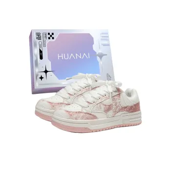 HUANAI Low Top Skateboard Shoes Unisex Pink White