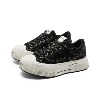 KUNGFUDEER Thread Line Collection Slip Resistant, Abrasion Resistant, Breathable Low Top Skateboard Shoes Unisex Black