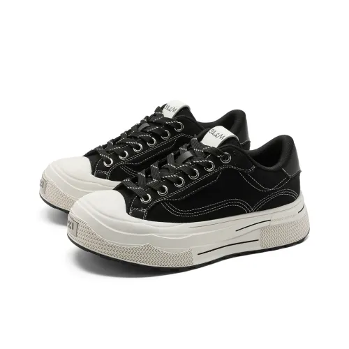 KUNGFUDEER Thread Line Collection Slip Resistant, Abrasion Resistant, Breathable Low Top Skateboard Shoes Unisex Black