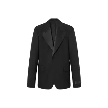VERSACE Satin Trim Single Breasted Tailored Blazer