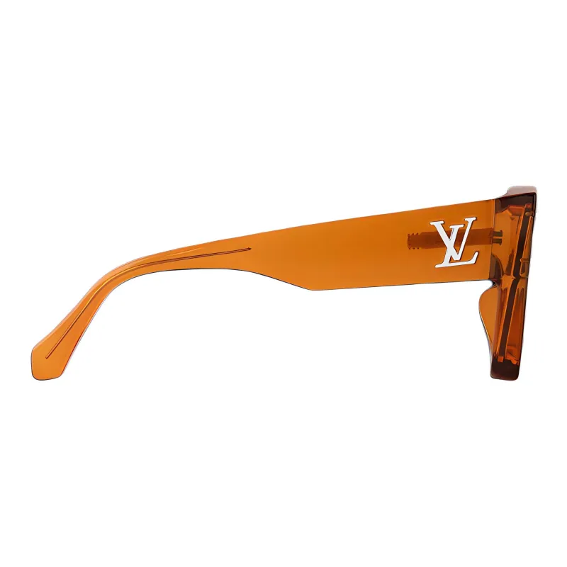 LOUIS VUITTON Acetate Glass Irregular Shape Sunglasses Unisex Brown-2