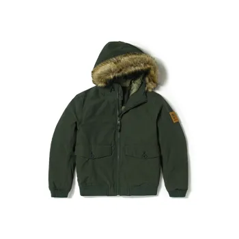 Timberland Solid Color Hooded Puffer Jacket Men's Green Suitcase