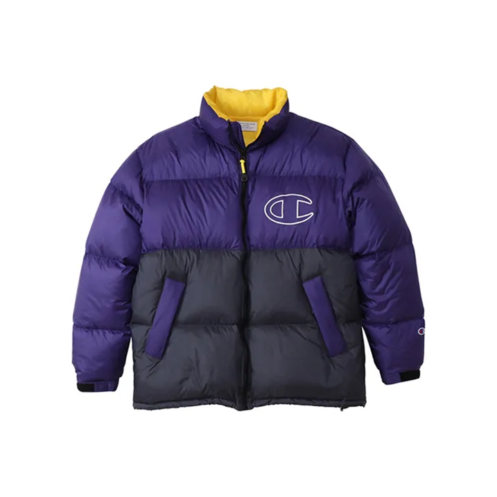 Champion Geometric Pattern Colorblock Stand Collar Thickened Down Jacket Japan Version Unisex-0