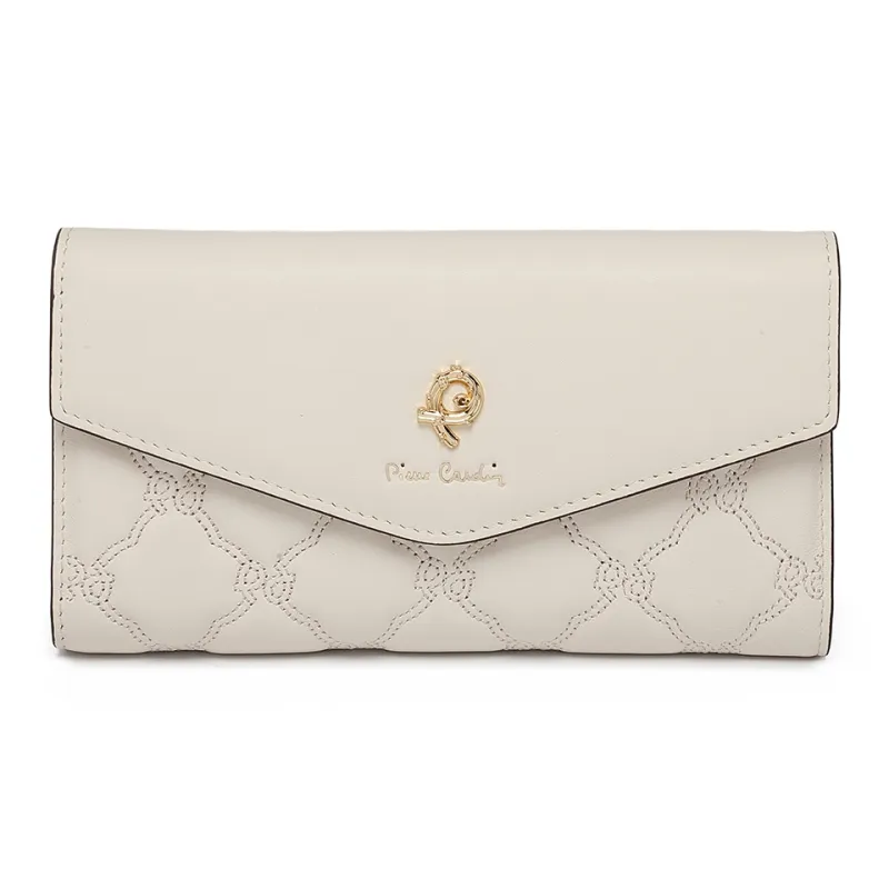 PIERRE CARDIN Top Grain Cow Leather Wallet Women's Black/Khaki/Beige-7