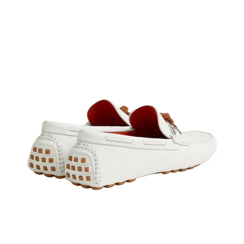 HERMES Alessandro Gommino Loafers Men's White-3