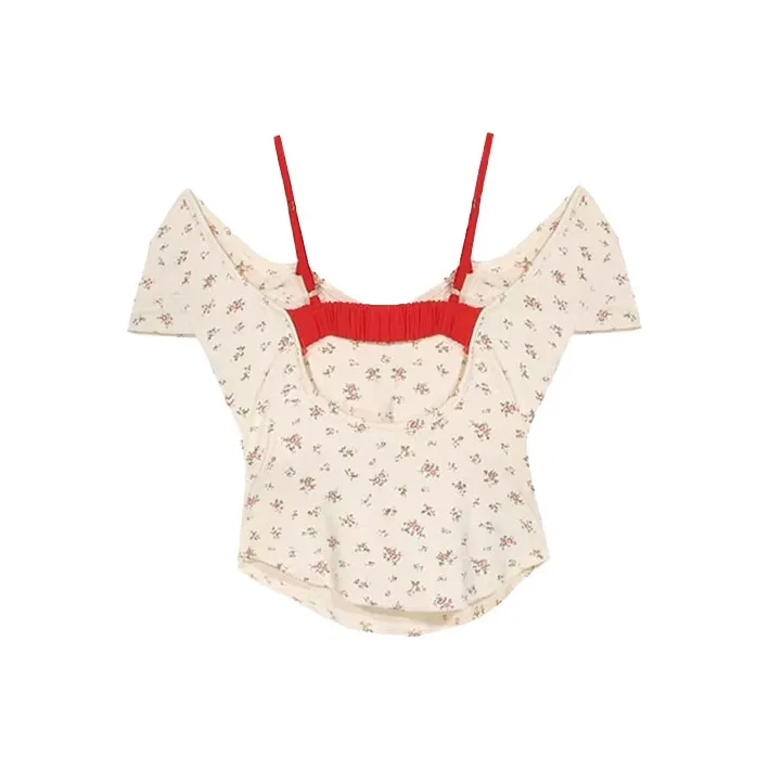 Vine Color Fashion Versatile T Shirt Women's Apricot Single Item-3