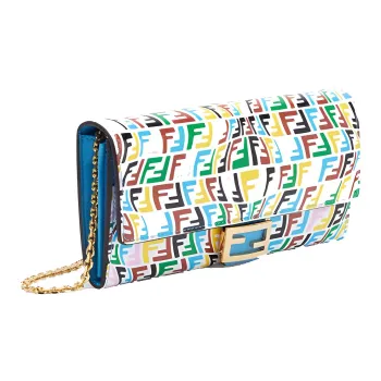 FENDI Baguette Calfskin Wallet, Baguette Bag, Shoulder Bag, Crossbody Bag Regular Women's Blue/Multicolor