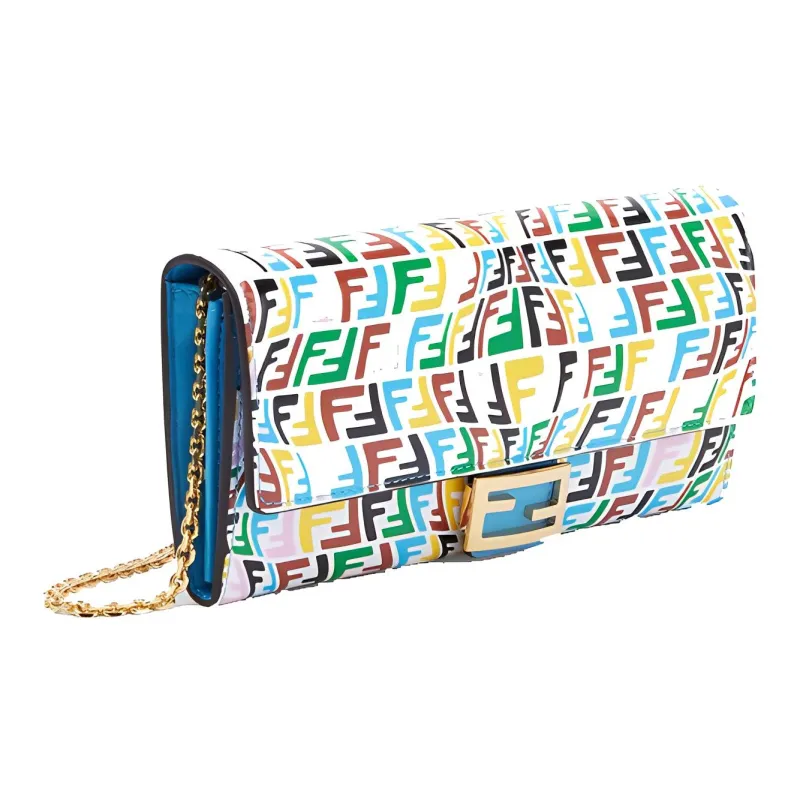 FENDI Baguette Calfskin Wallet, Baguette Bag, Shoulder Bag, Crossbody Bag Regular Women's Blue/Multicolor-0