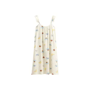 FENTENG Brown Bear Nightgown Women's Light Yellow