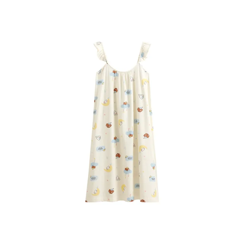 FENTENG Brown Bear Nightgown Women's Light Yellow-0