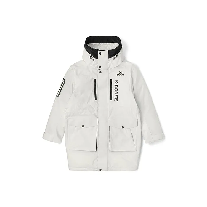 Kappa Letter Hooded Loose Fit Thickened Mid-Length Down Jacket Men's-0
