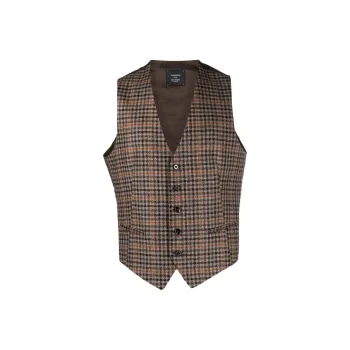 Tagliatore Checked V Neck Waistcoat