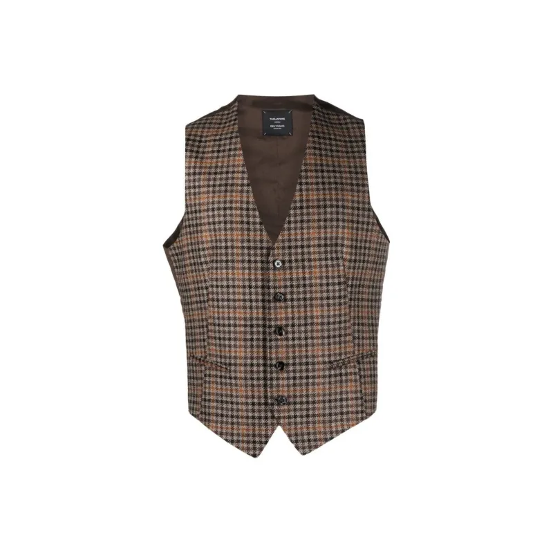 Tagliatore Checked V Neck Waistcoat-0