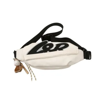 Kaka Tree Nylon Sling Bag, Shoulder Bag, Fanny Pack, Crossbody Bag Unisex Black/Red/Ecru
