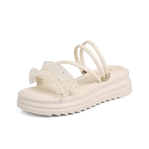 AJPAP Rubber Sole Woven Quiet Slip Resistant Odor Resistant Abrasion Resistant Slide Slippers Women's