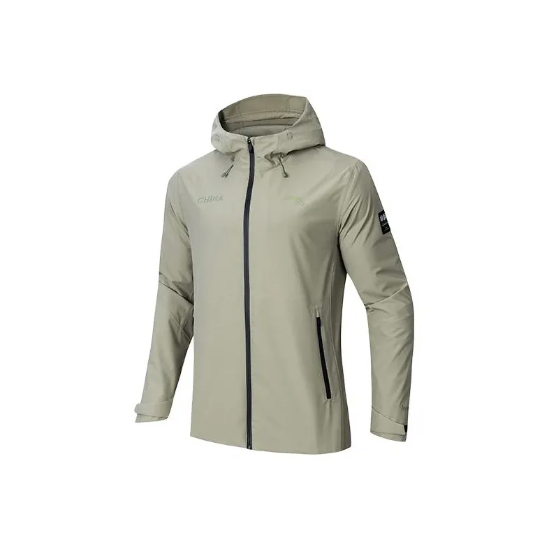 Anta Variety Training Collection Waterproof And Windproof Windbreaker Jacket Men's Dry Olive-0